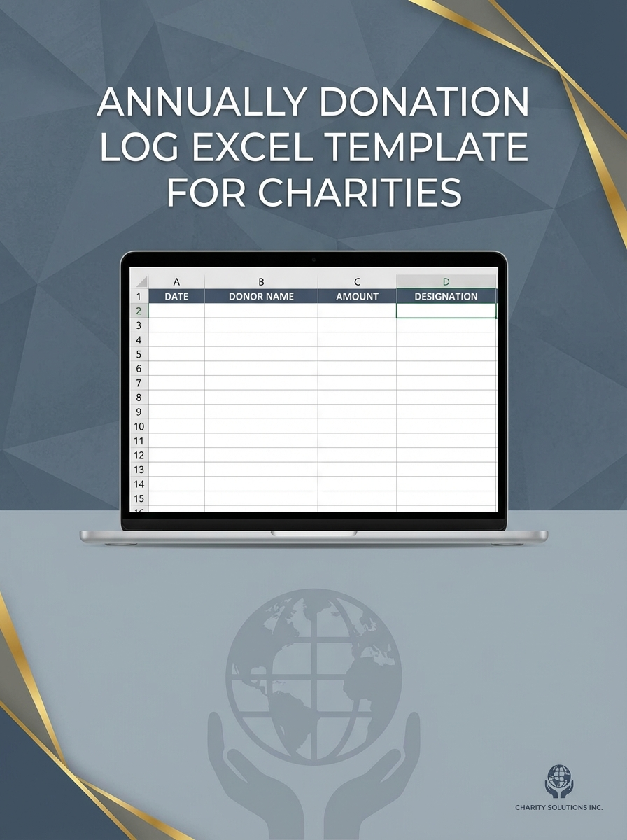 Annually Donation Log Excel Template for Charities