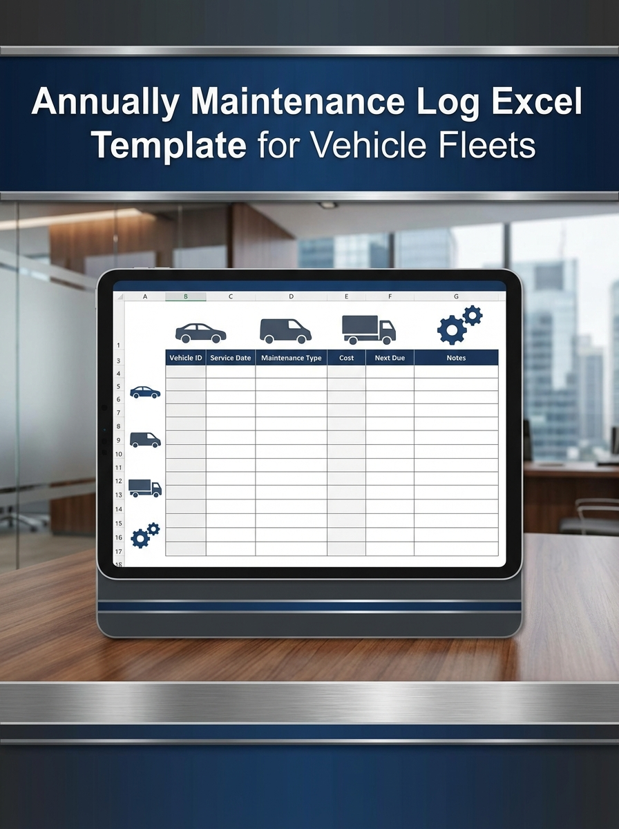 Annually Maintenance Log Excel Template for Vehicle Fleets