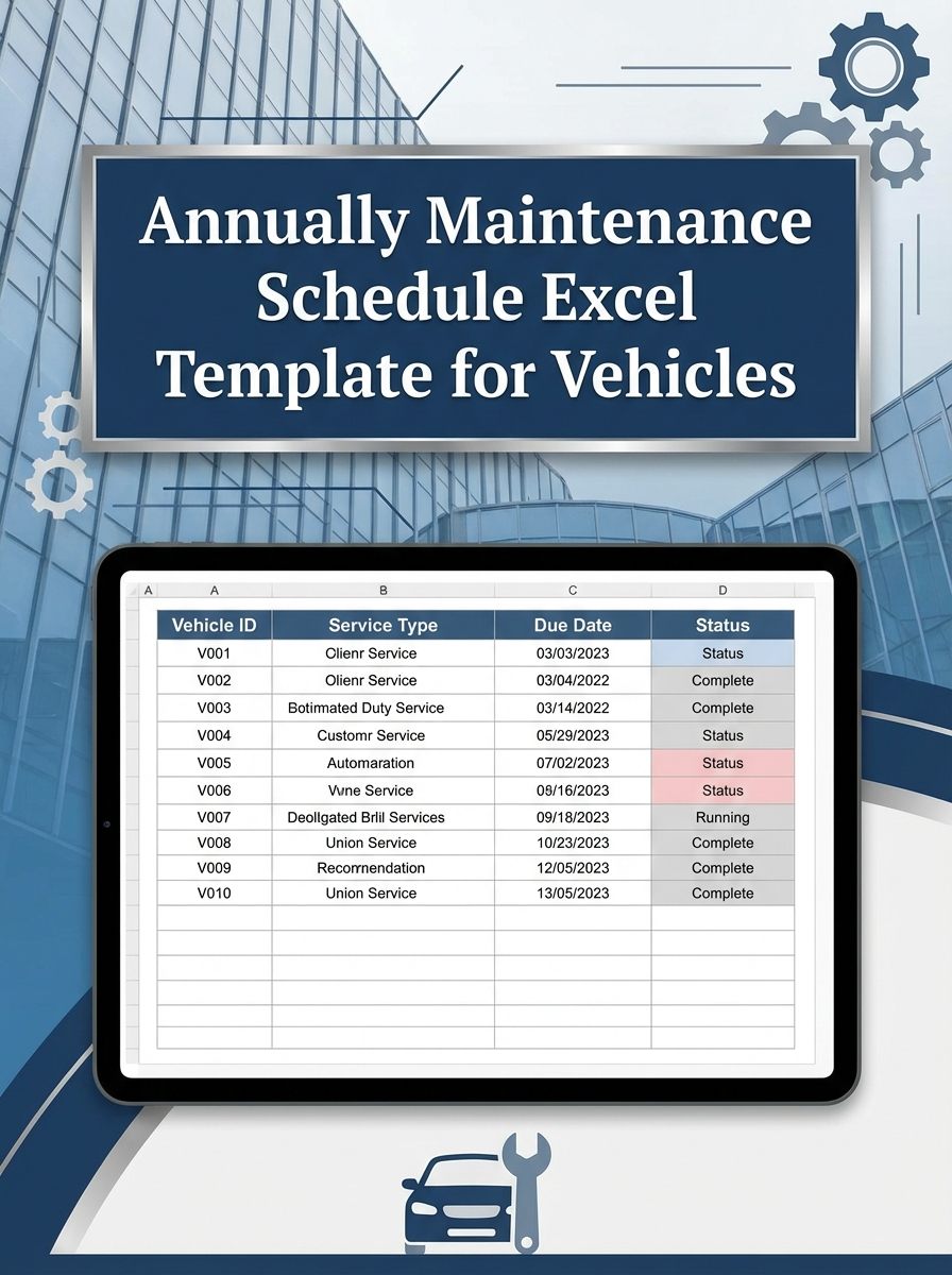 Annually Maintenance Schedule Excel Template for Vehicles