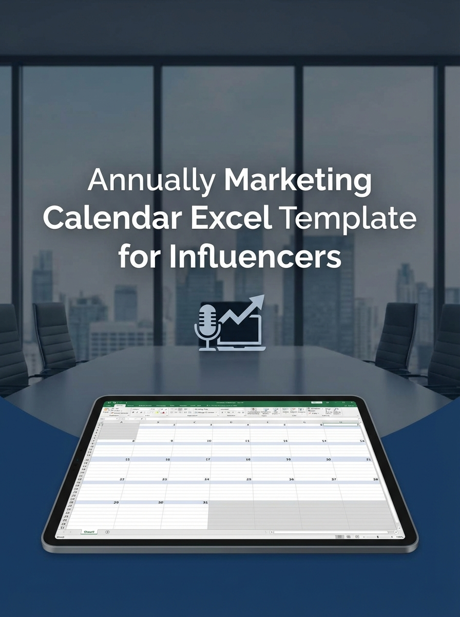 Annually Marketing Calendar Excel Template for Influencers