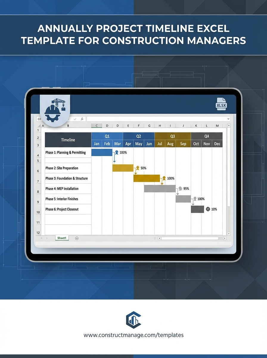 Annually Project Timeline Excel Template for Construction Managers