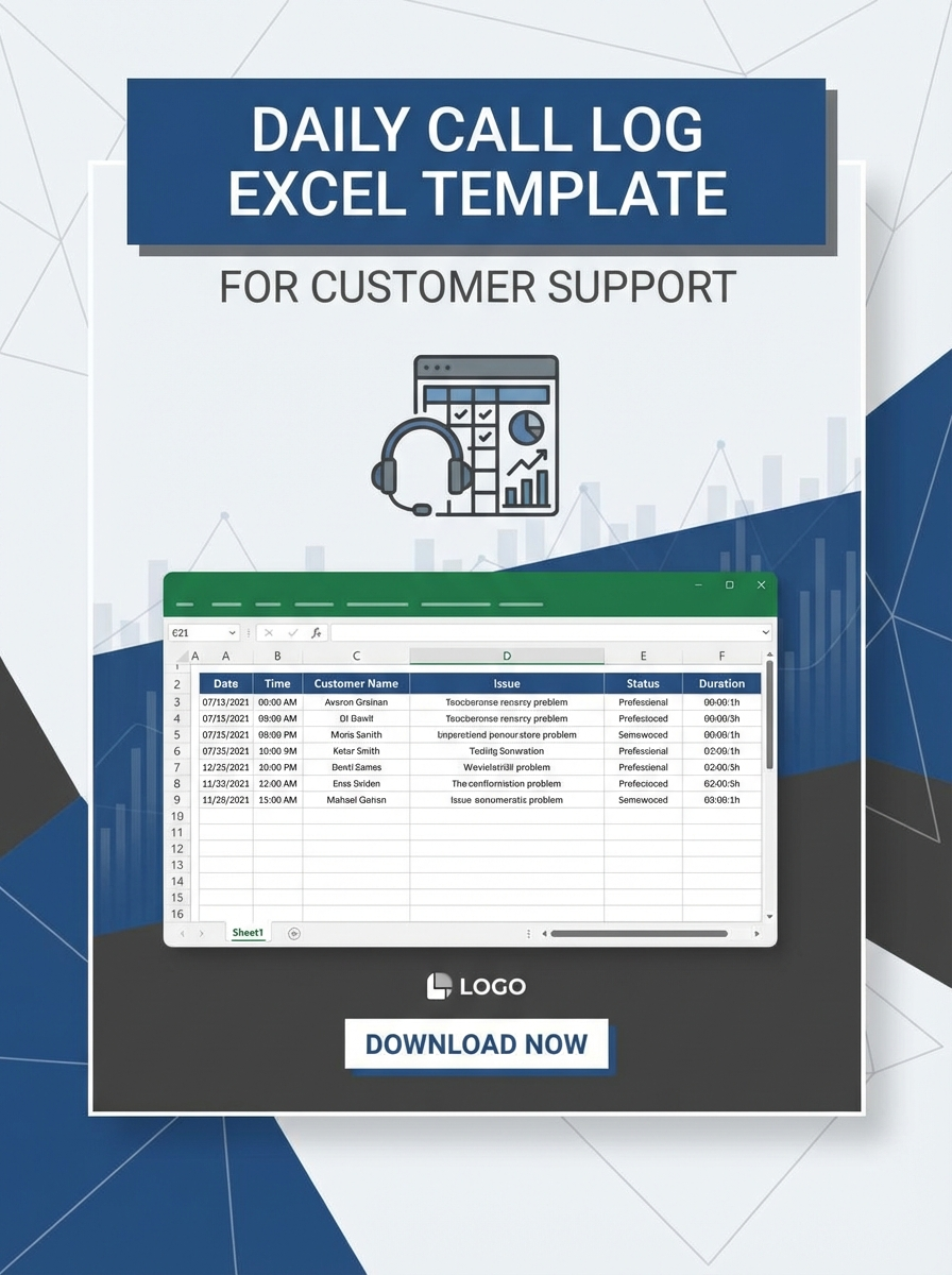 Daily Call Log Excel Template for Customer Support