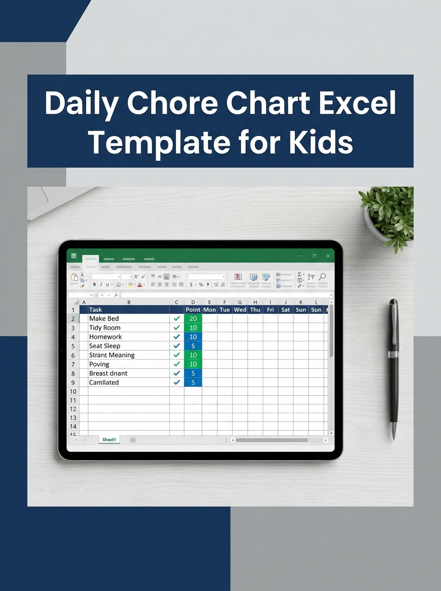 Daily Chore Chart Excel Template for Kids