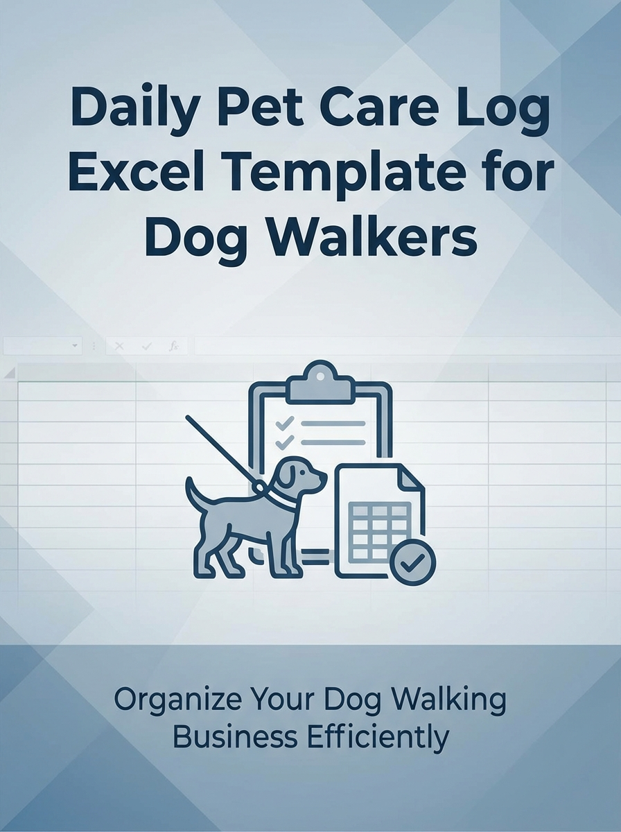 Daily Pet Care Log Excel Template for Dog Walkers