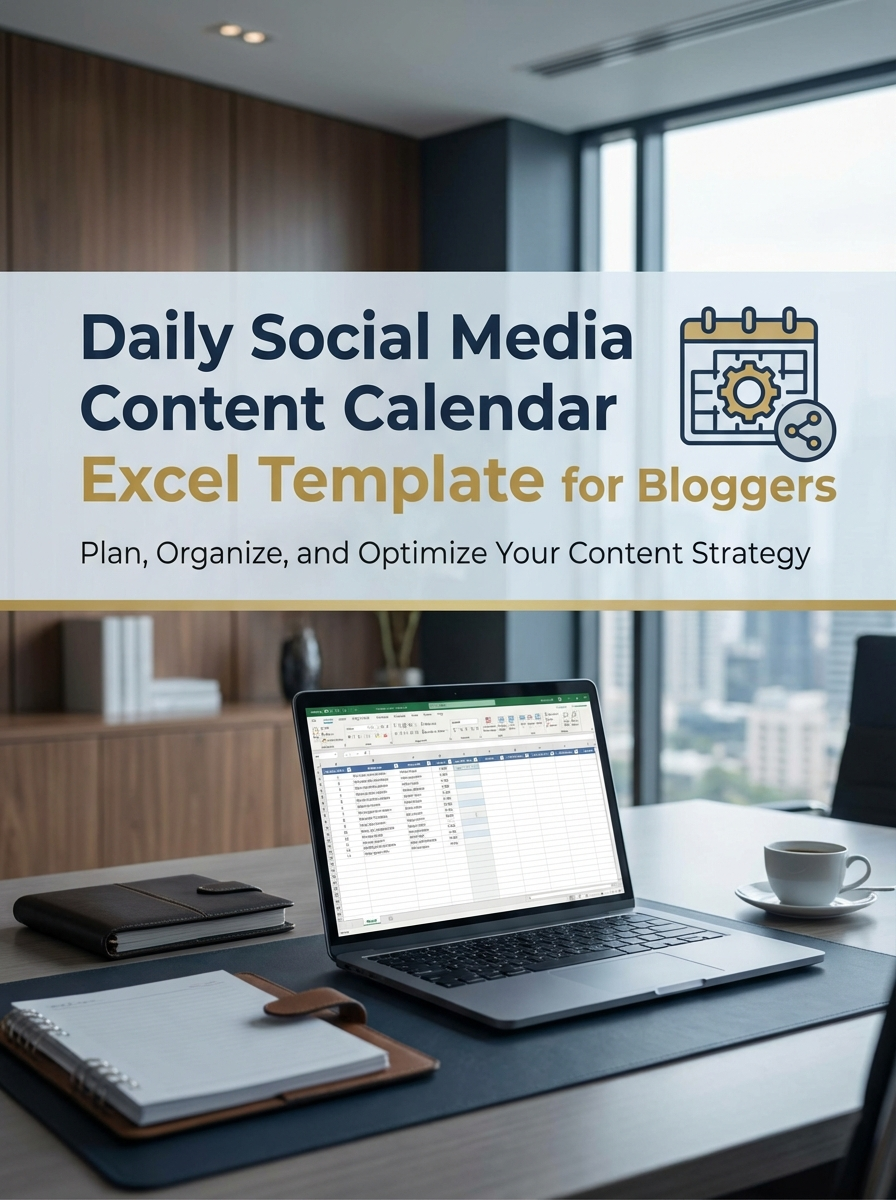 Daily Social Media Content Calendar Excel Template for Bloggers