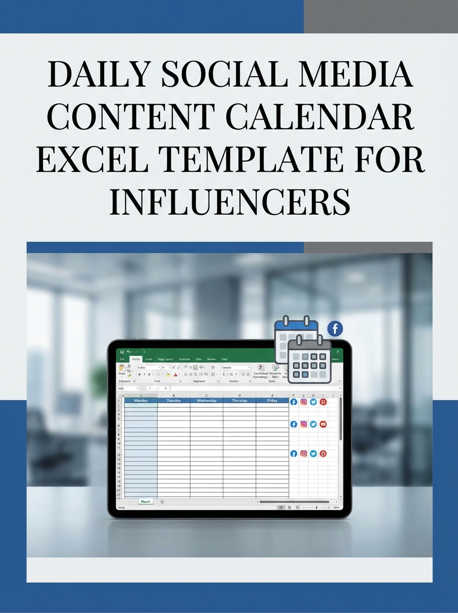 Daily Social Media Content Calendar Excel Template for Influencers
