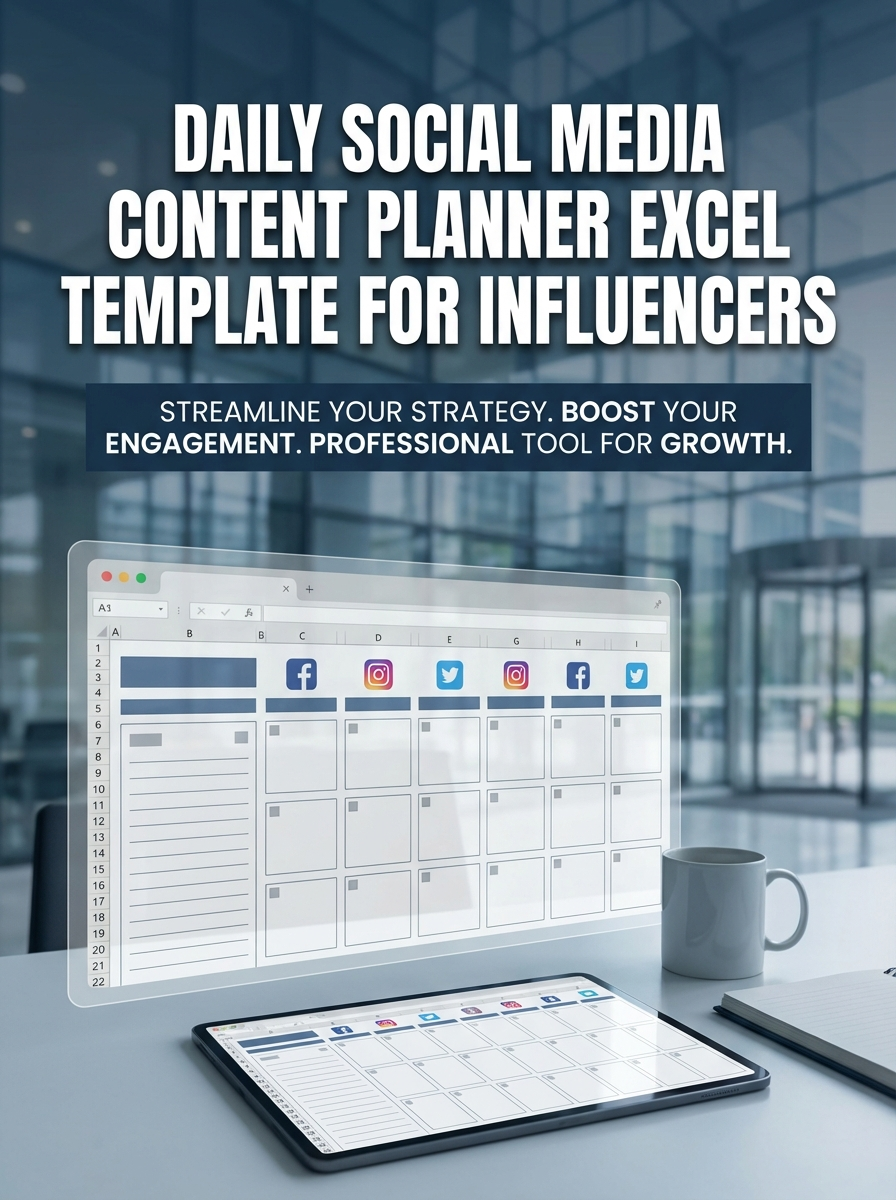Daily Social Media Content Planner Excel Template for Influencers