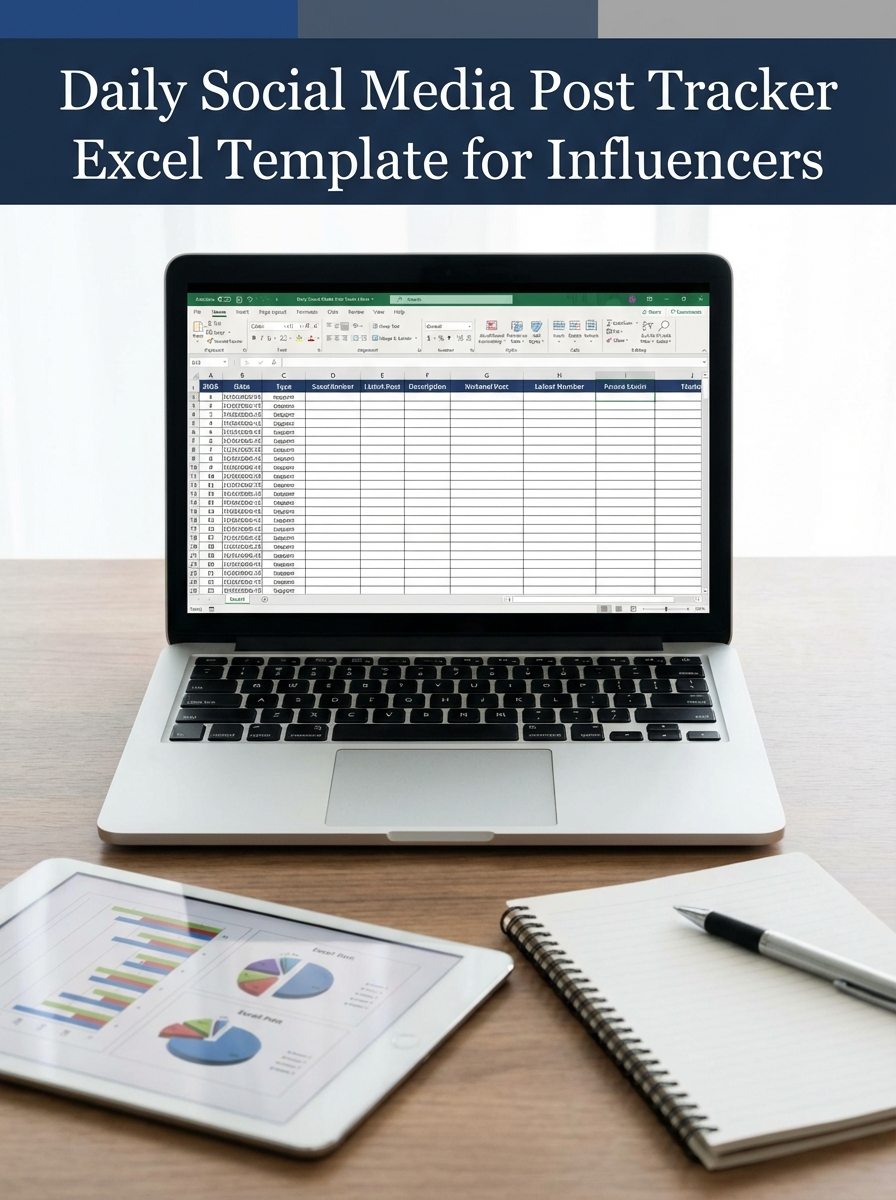 Daily Social Media Post Tracker Excel Template for Influencers