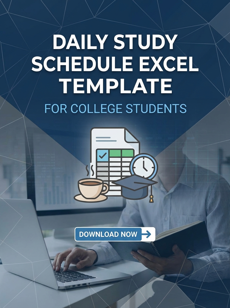 Daily Study Schedule Excel Template for College Students