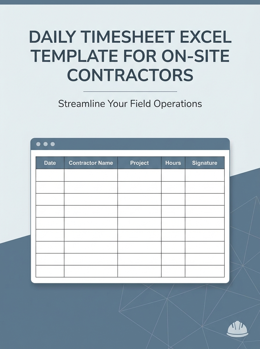 Daily Timesheet Excel Template for On-Site Contractors