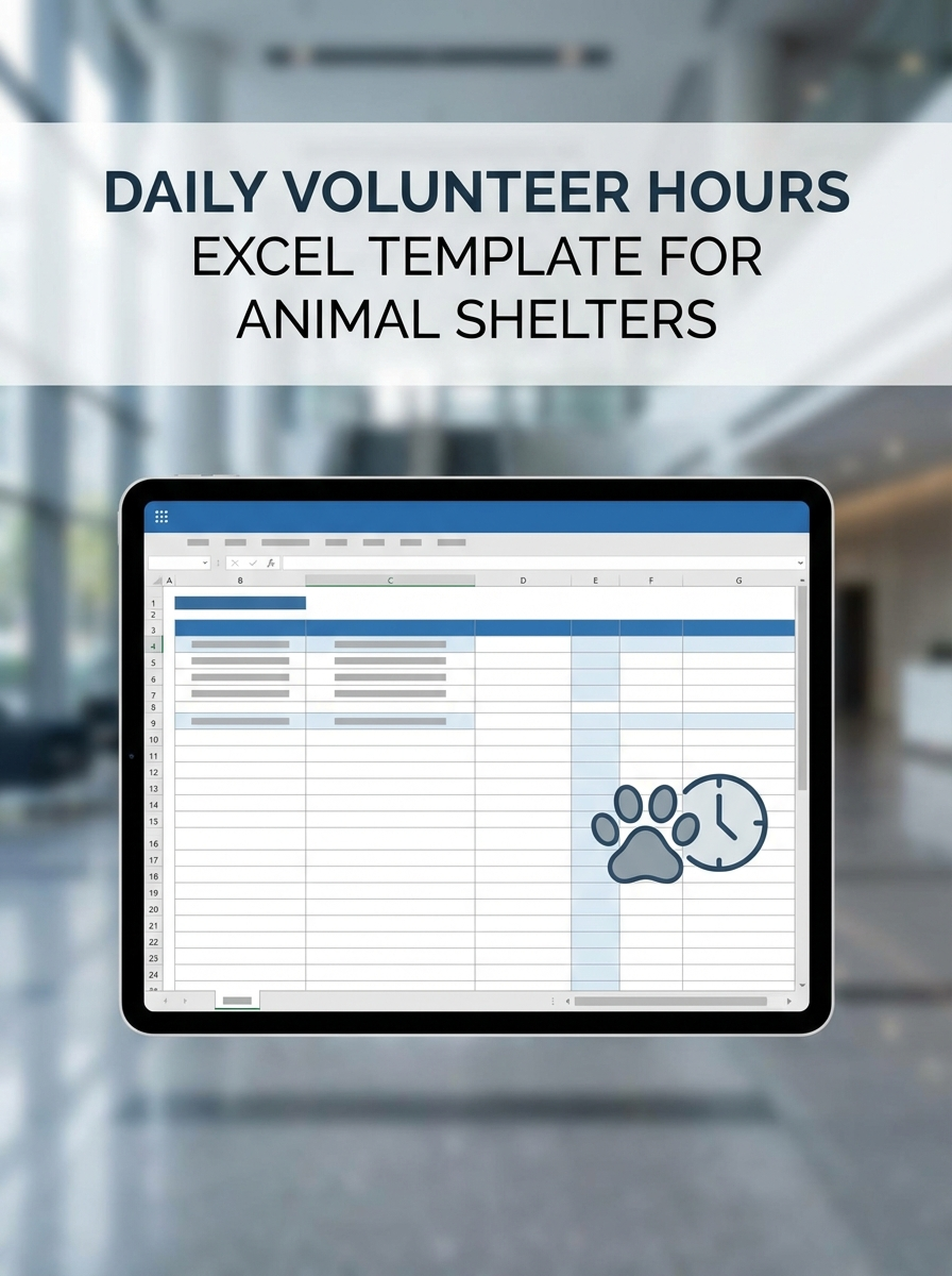 Daily Volunteer Hours Excel Template for Animal Shelters