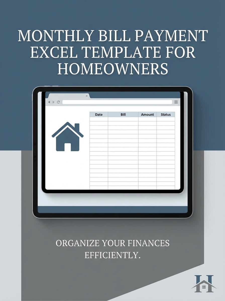 Monthly Bill Payment Excel Template for Homeowners