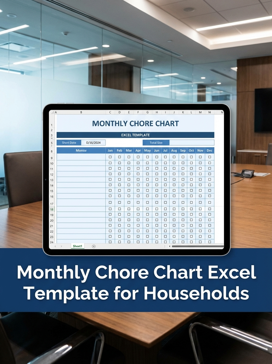 Monthly Chore Chart Excel Template for Households