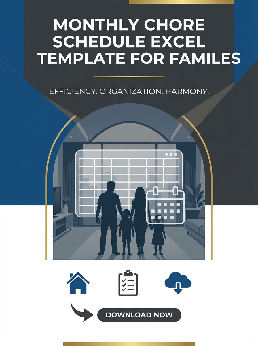 Monthly Chore Schedule Excel Template for Families