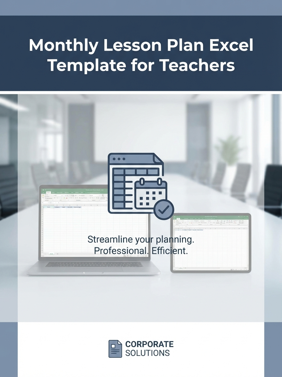 Monthly Lesson Plan Excel Template for Teachers