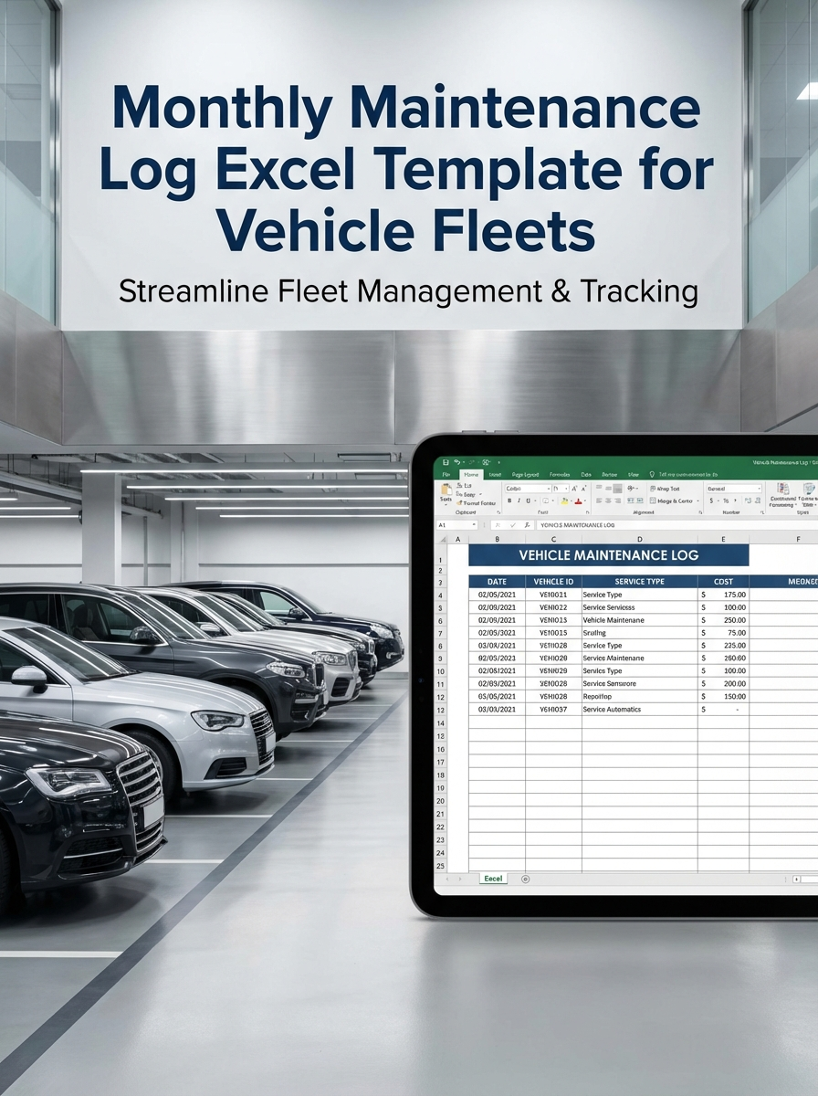 Monthly Maintenance Log Excel Template for Vehicle Fleets