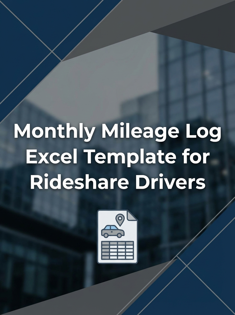 Monthly Mileage Log Excel Template for Rideshare Drivers