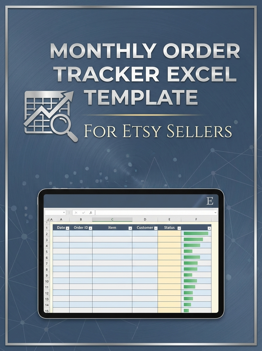 Monthly Order Tracker Excel Template for Etsy Sellers