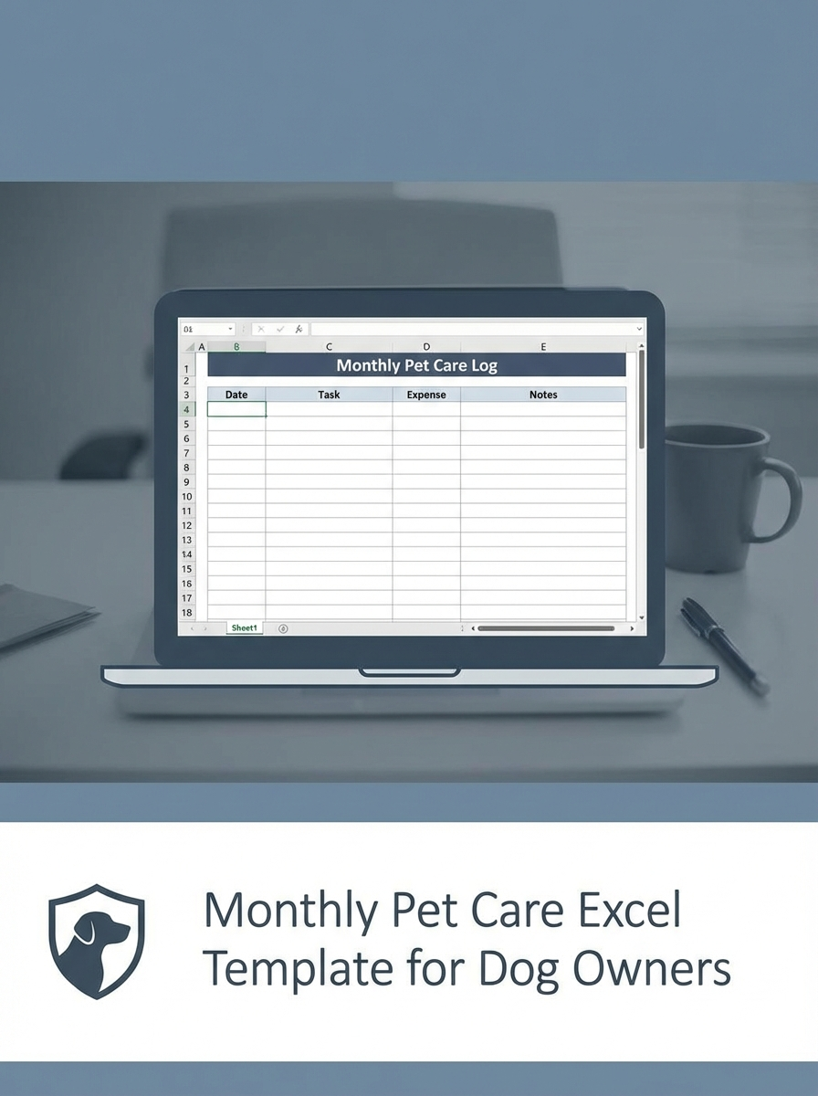 Monthly Pet Care Excel Template for Dog Owners