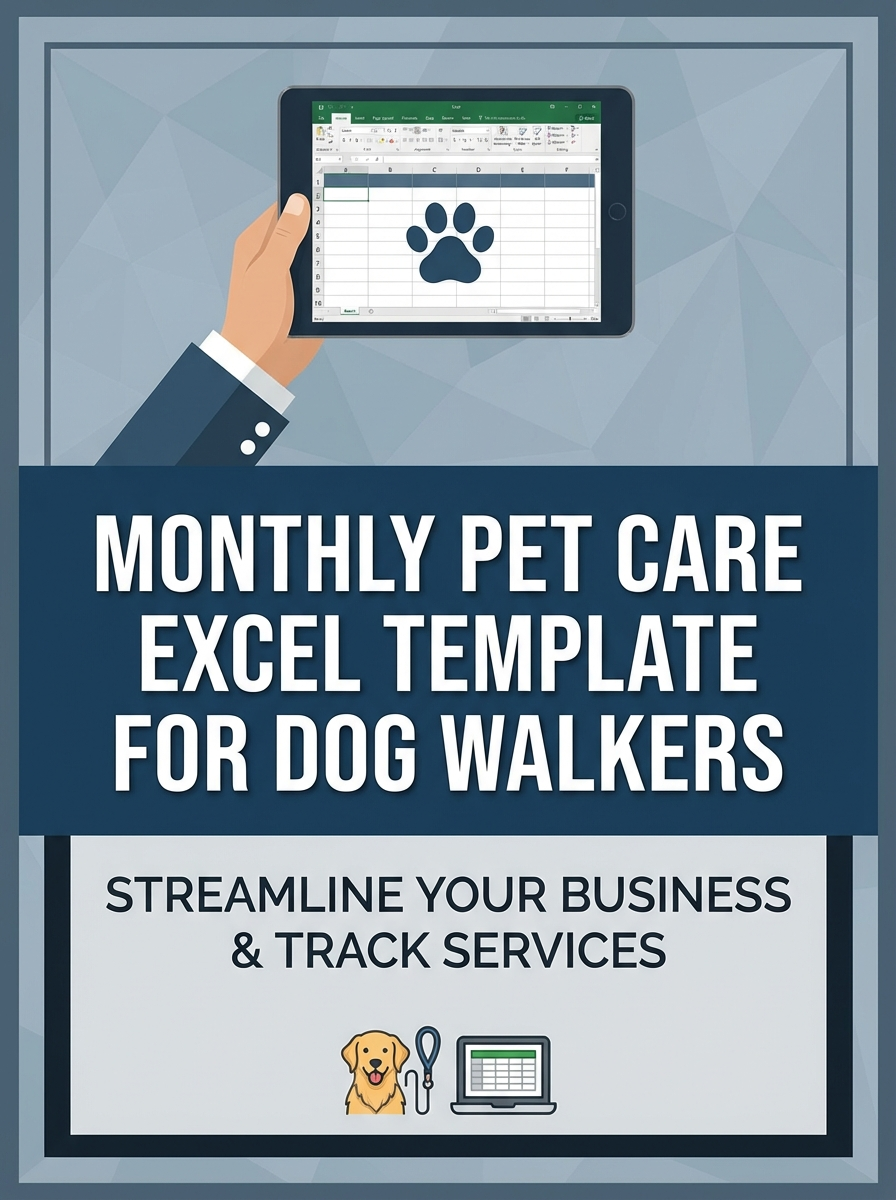 Monthly Pet Care Excel Template for Dog Walkers