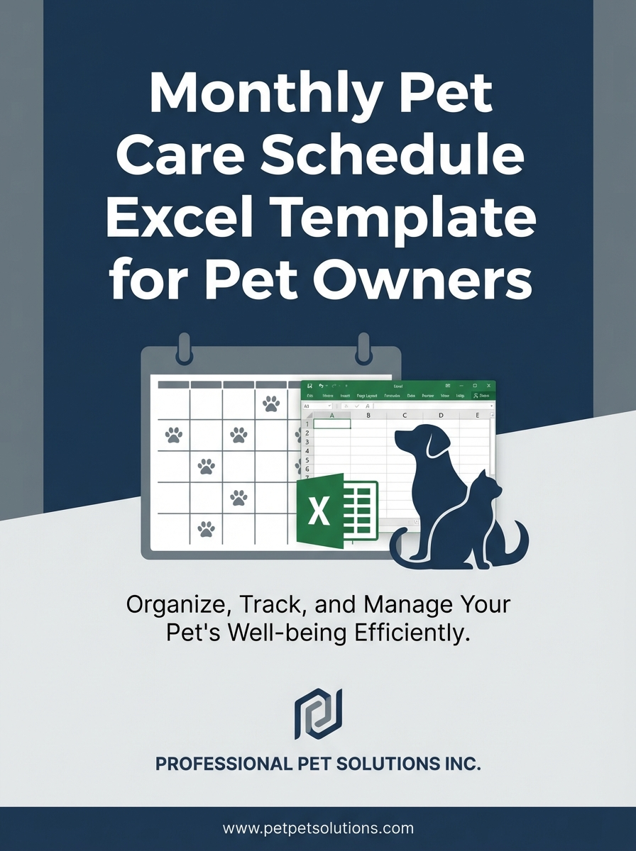 Monthly Pet Care Schedule Excel Template for Pet Owners