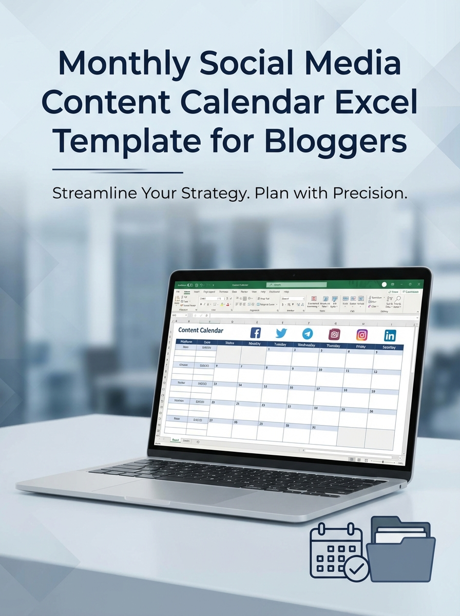 Monthly Social Media Content Calendar Excel Template for Bloggers