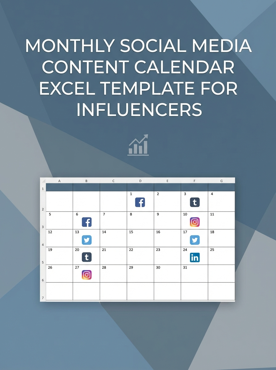 Monthly Social Media Content Calendar Excel Template for Influencers