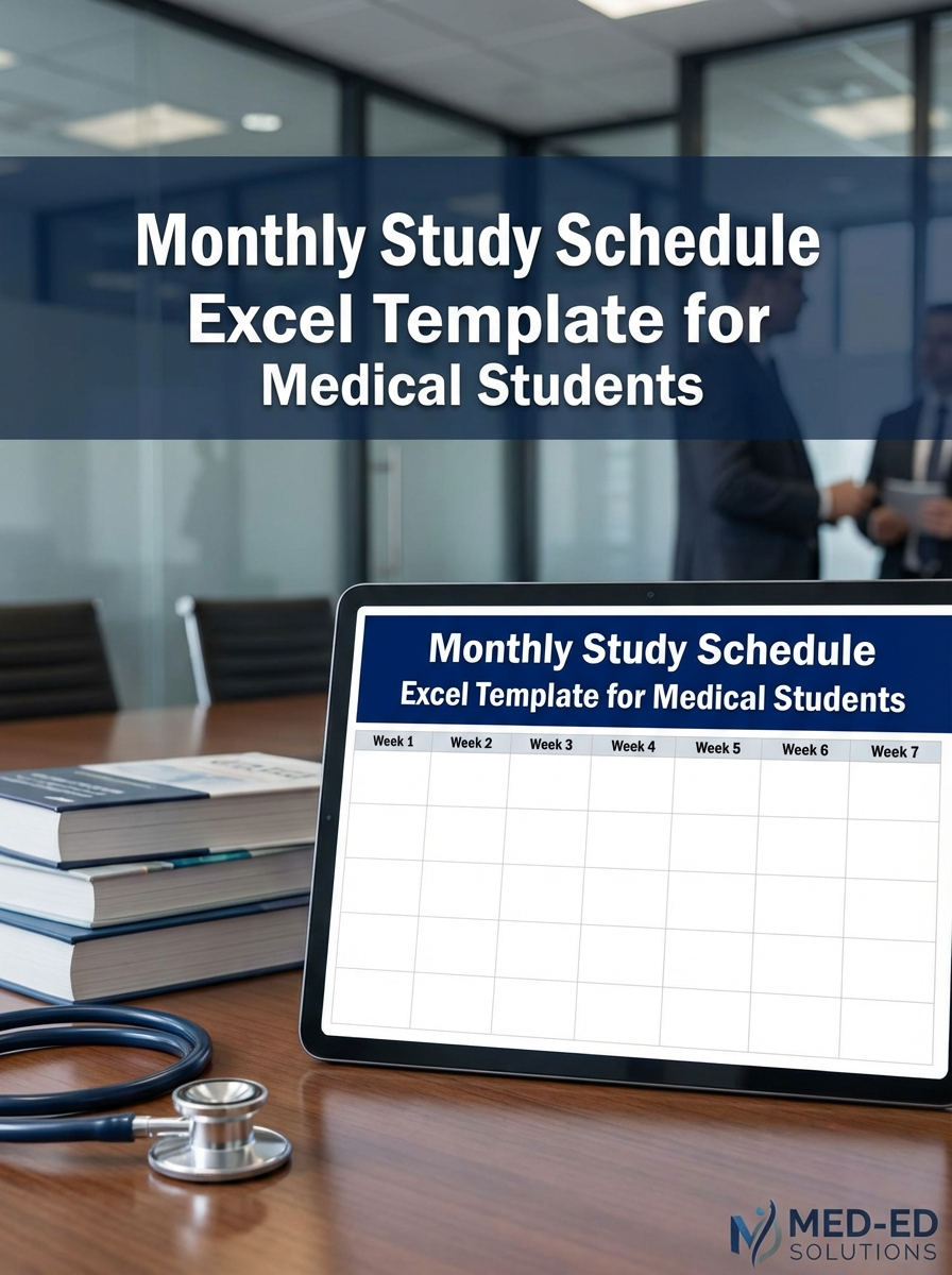 Monthly Study Schedule Excel Template for Medical Students