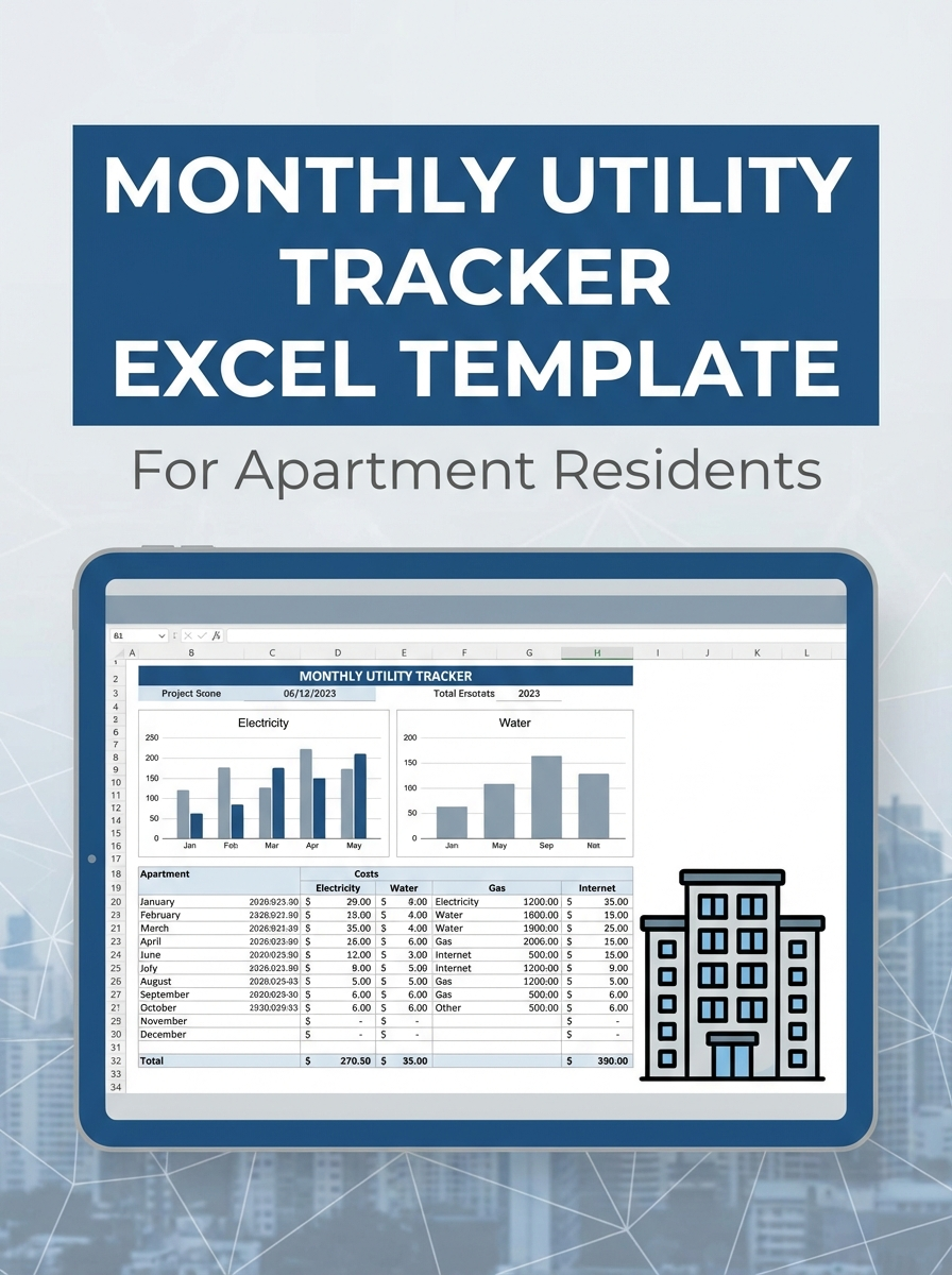 Monthly Utility Tracker Excel Template for Apartment Residents