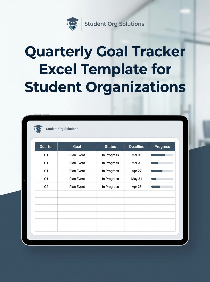 Quarterly Goal Tracker Excel Template for Student Organizations