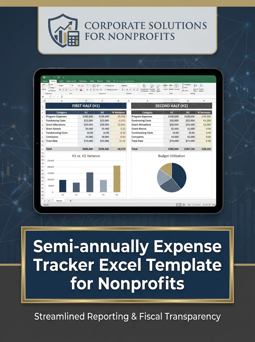 Semi-annually Expense Tracker Excel Template for Nonprofits