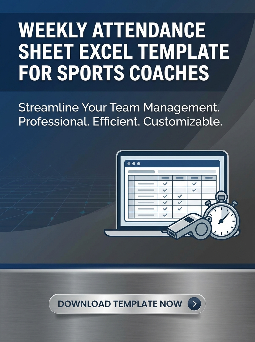Weekly Attendance Sheet Excel Template for Sports Coaches