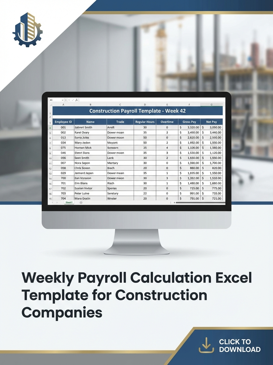 Weekly Payroll Calculation Excel Template for Construction Companies