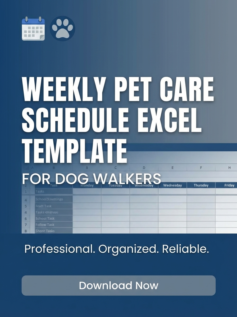 Weekly Pet Care Schedule Excel Template for Dog Walkers