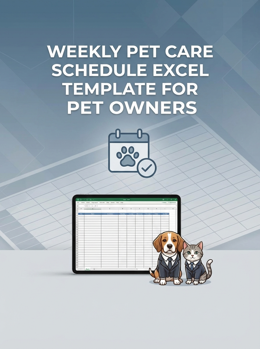 Weekly Pet Care Schedule Excel Template for Pet Owners