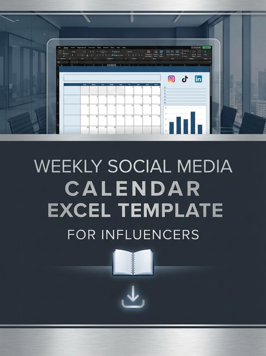Weekly Social Media Calendar Excel Template for Influencers