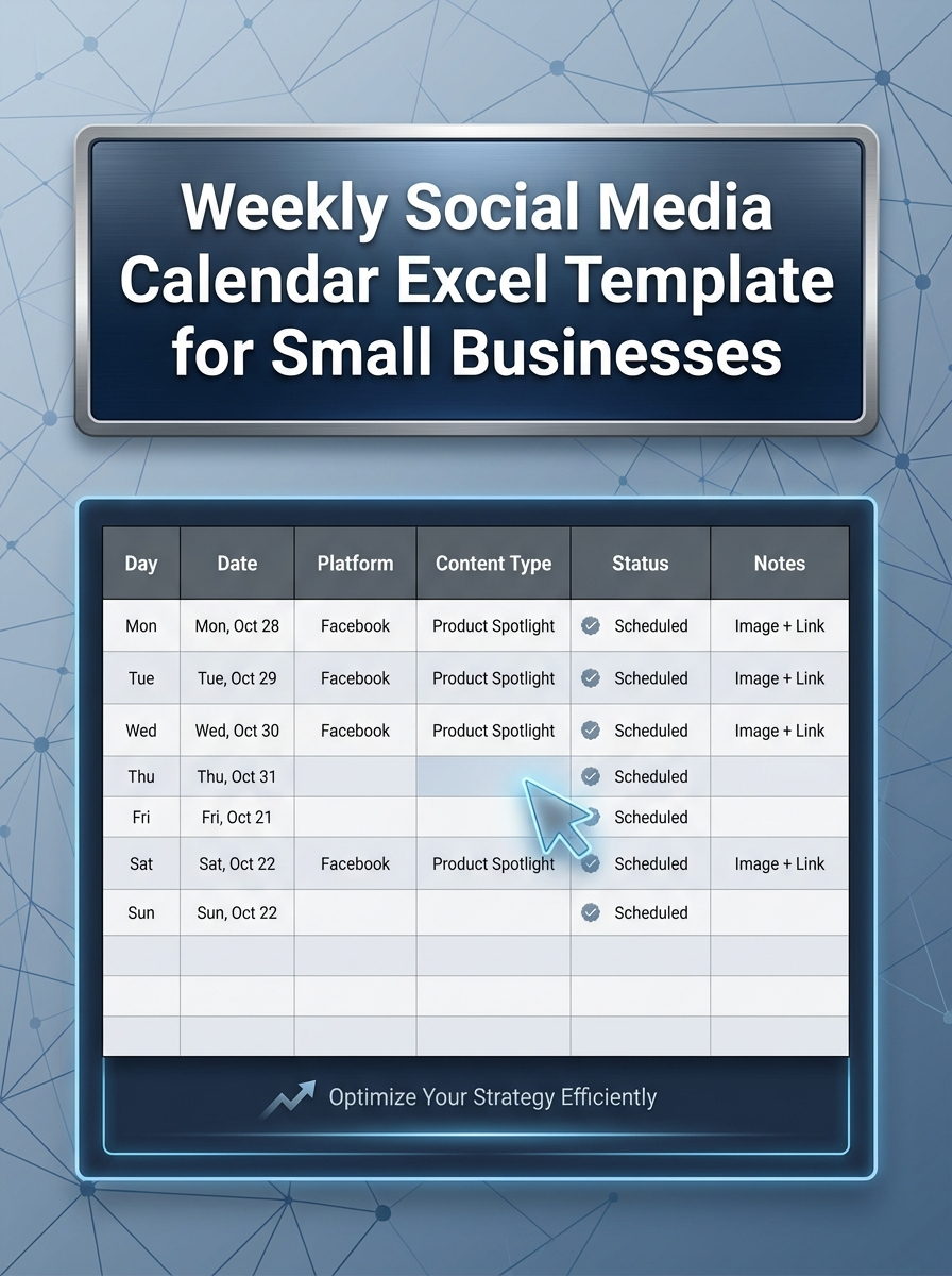 Weekly Social Media Calendar Excel Template for Small Businesses