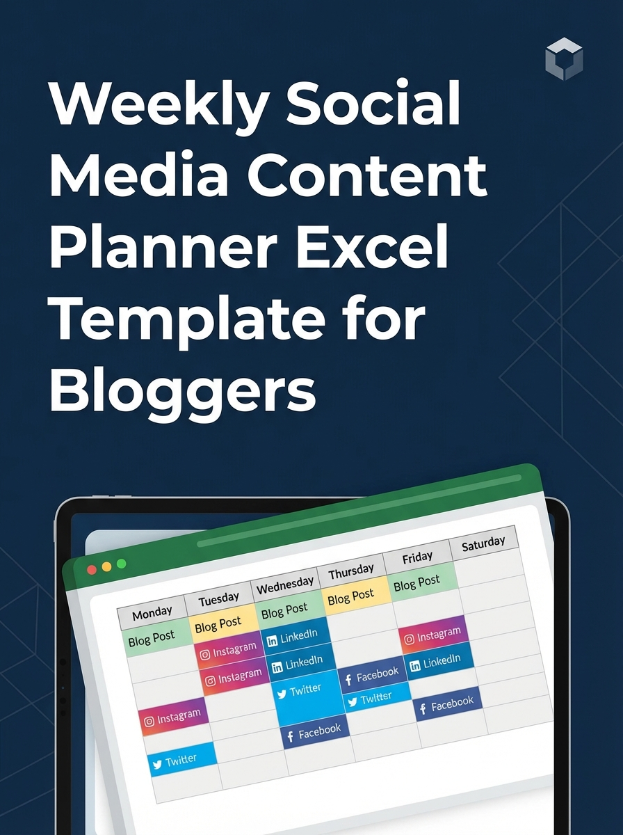 Weekly Social Media Content Planner Excel Template for Bloggers