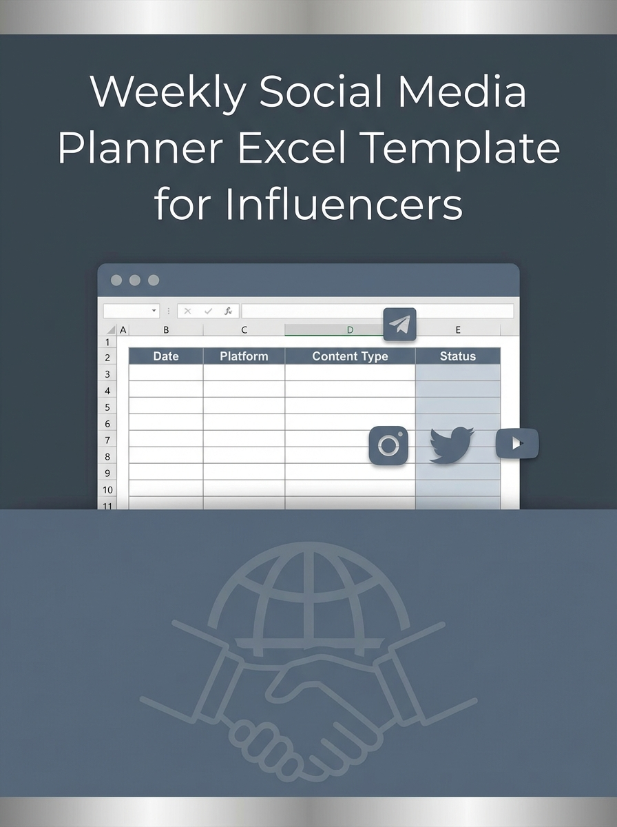 Weekly Social Media Planner Excel Template for Influencers