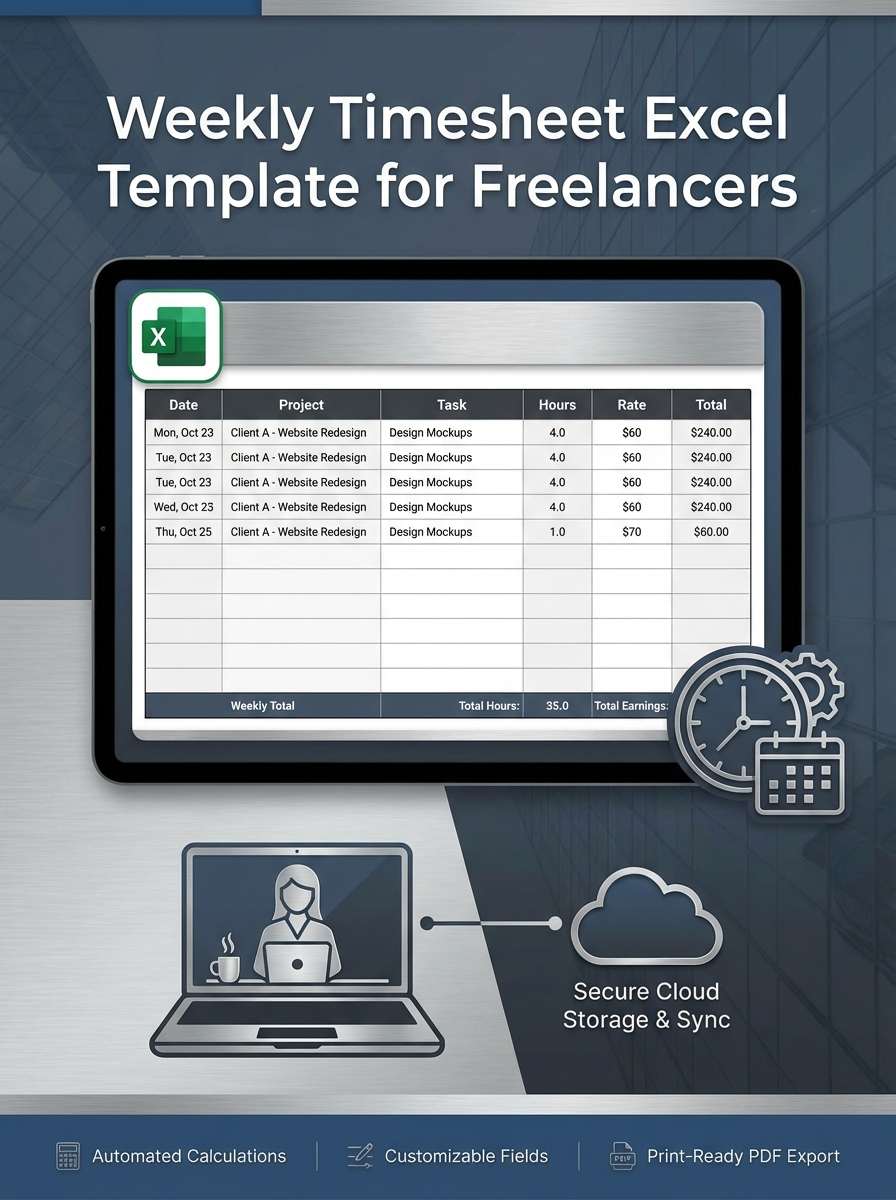Weekly Timesheet Excel Template for Freelancers